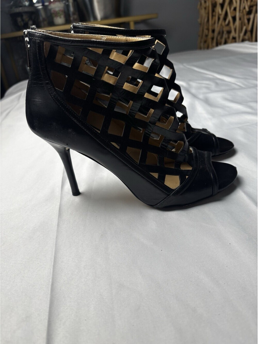 Michael Kors Black Cutout Peep Toe Ankle Booties